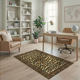 Leopard Print Area Rug with Persian Borders