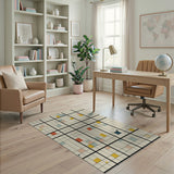 Vibrant Color Block Grid Area Rug