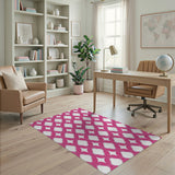 Hot Pink Wavy Oval Geometric Area Rug