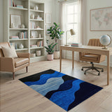 Abstract Area Blue and Teal Abstract Blue Waves Area Rug