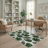 Stylized Green Monstera Leaves Area Rug