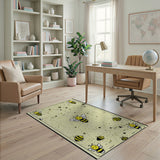 Playful Cartoon Bee Yellow Area Rug