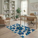Whimsical Blue Floral Pattern Area Rug