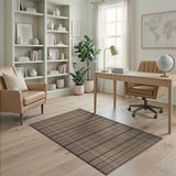 Geometric Modern Brown and Tan Brown Tan Plaid Woven Area Rug