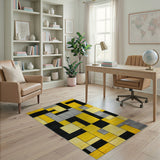 Modern Yellow Black Geometric Area Rug