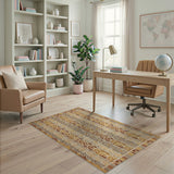 Brown and Tan Heritage Tribal Geometric Brown Tan Area Rug