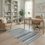 Blue and Teal Navy Striped Washable Area Rug