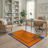 Orange Blueprint Floor Plan Area Rug