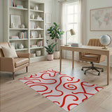 Vibrant Red Swirl Abstract Red Area Rug