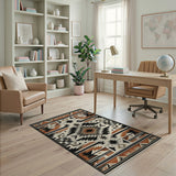 Rust Black Ivory Southwestern Geometric Rug