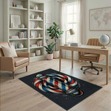 Barber Pole Swirl Red Blue Area Rug