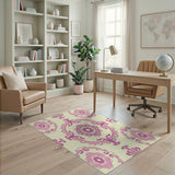 Floral Vintage Vintage Pink Floral Damask Area Rug
