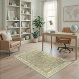 Green Sage Green Floral Vintage Area Rug