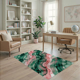 Fluid Green Pink Abstract Area Rug