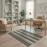 ODIKA Modern Striped Washable Area Rug - Low Pile Non-Slip & Robot Vacuum Friendly Carpet