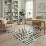 Neutral Beige Striped Geometric Area Rug