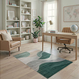 Teal Abstract Wave Area Rug