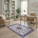Purple Floral Medallion Floral Vintage Area Rug