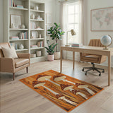 Boho Chic Whimsical Orange Mushroom Forest Area Rug
