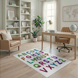 Multi-color and Patterns Vibrant Rainbow ABC Alphabet Kids Rug