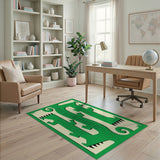 Playful Green Crocodile 'U' Kids Cartoon Rug