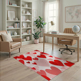 Overlapping Red Hearts Area Rug