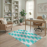 Blue and Teal Teal Organic Abstract Area Rug