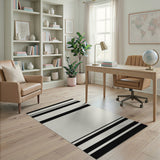 Black White Bold Stripe Area Rug