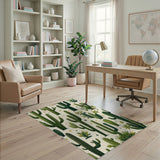 Vibrant Green Cactus Succulent Garden Area Rug