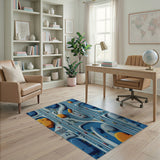 Futuristic Blue Cityscape Area Rug