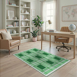 Geometric Modern Green Gingham Plaid Area Rug