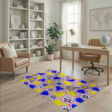Playful Yellow Blue Hearts Stars Area Rug