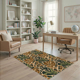 Abstract Leaf Area Rug in Brown Tan