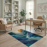 Teal Canyon River Layered Area Rug