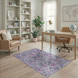 Purple Purple Peony Floral Vintage Area Rug