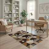 Geometric Bear Landscape Area Rug