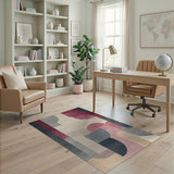 Multi-color and Patterns Modern Pink Grey Abstract Geometric Area Rug