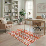 Bold Orange Grid Geometric Area Rug
