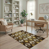 Gold Art Deco Diamond Geometric Area Rug