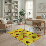Whimsical Yellow Mushroom Pattern Area Rug