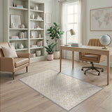 Vintage Gold Damask Floral Beige Area Rug