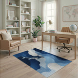Shark Ocean Waves Blue Area Rug