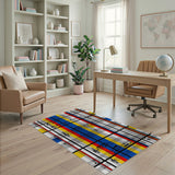 Vibrant Plaid Music Notes Area Rug