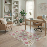 Pink Rose Vine Floral Vintage Area Rug