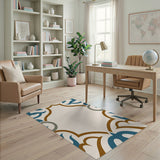 Teal Ornate Persian Border Area Rug