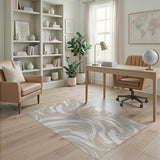 Beige Abstract Brushstroke Area Rug