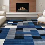 Chic Geometric Blue Gray Motif(Blue)