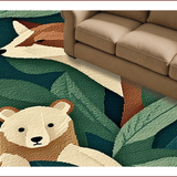 Ultra Soft Area Rug, Non Slip, Stain Resistant, Washable Area Rugs for Living Room, Bedroom, Vintage Animal Print Nursery Low Pile Carpet(Green)