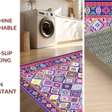 Ultra Soft Area Rug, Non Slip, Stain Resistant, Washable Area Rugs for Living Room, Bedroom, Artful Abstract Mosaic Arrangement(Purple)