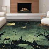 Ultra Soft Area Rug, Non Slip, Stain Resistant, Washable Area Rugs for Living Room, Bedroom, Midnight Coven Rug Pair - Bewitched Floor Art - Enchanted Black Carpet(Black)